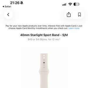 40mm white Apple Watch Sport band - size s/m